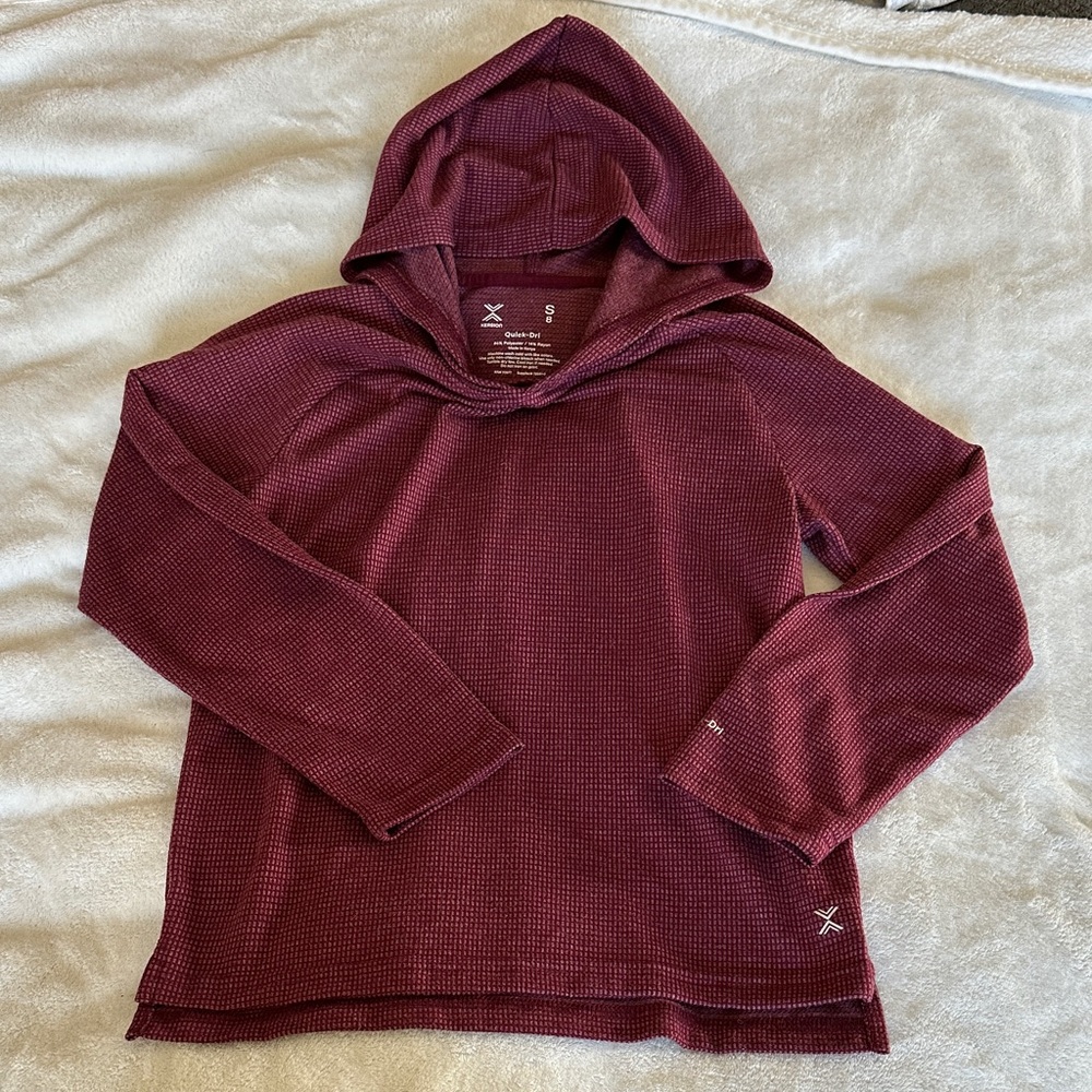 Boy's Burgundy Hooded LS shirt